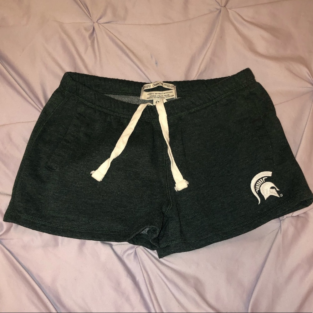 Dark Green cotton MSU shorts
